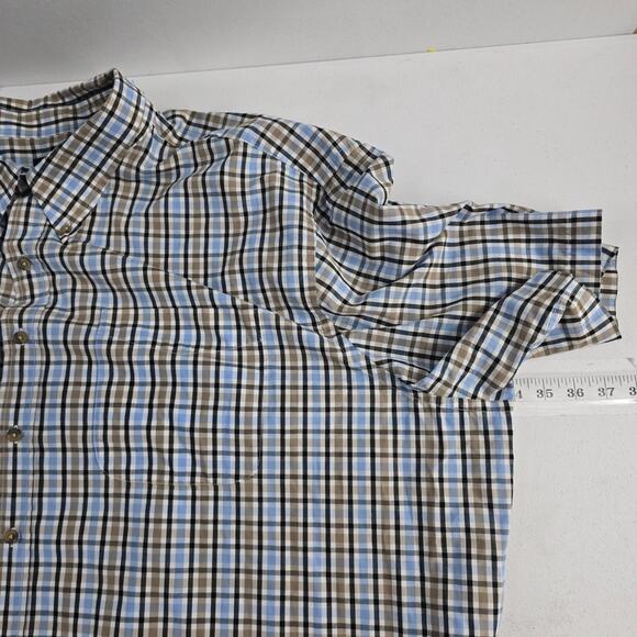 Harbor Bay 4XL short sleeve button down shirt plaid blue mens 6470 - Picture 4 of 8